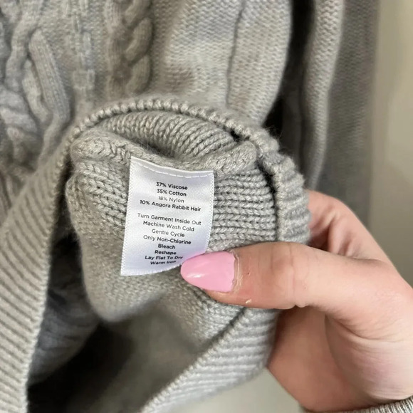 Talbots Women Gray Sweater Small Cable Knit Angora Crew Long Sleeve Pullover - Picture 6 of 6